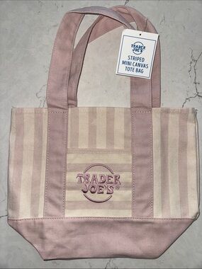 NEW Trader Joe’s PINk Stripe Canvas Tote Bag
